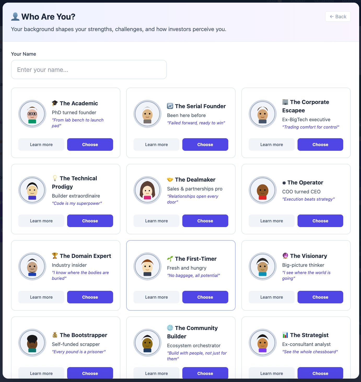 Founder Profile Selection
