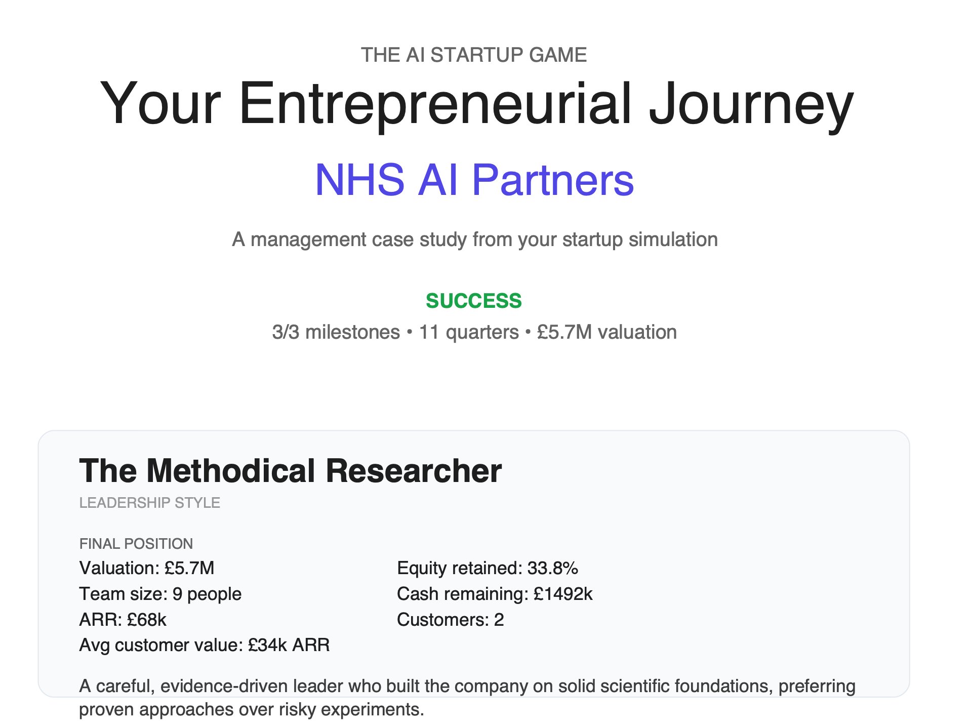 Personalized Journey Report